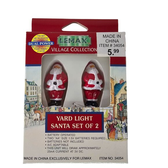 Lemax Village Collection Yard Light Santa Set Of 2 Christmas Village Decor - Picture 1 of 9